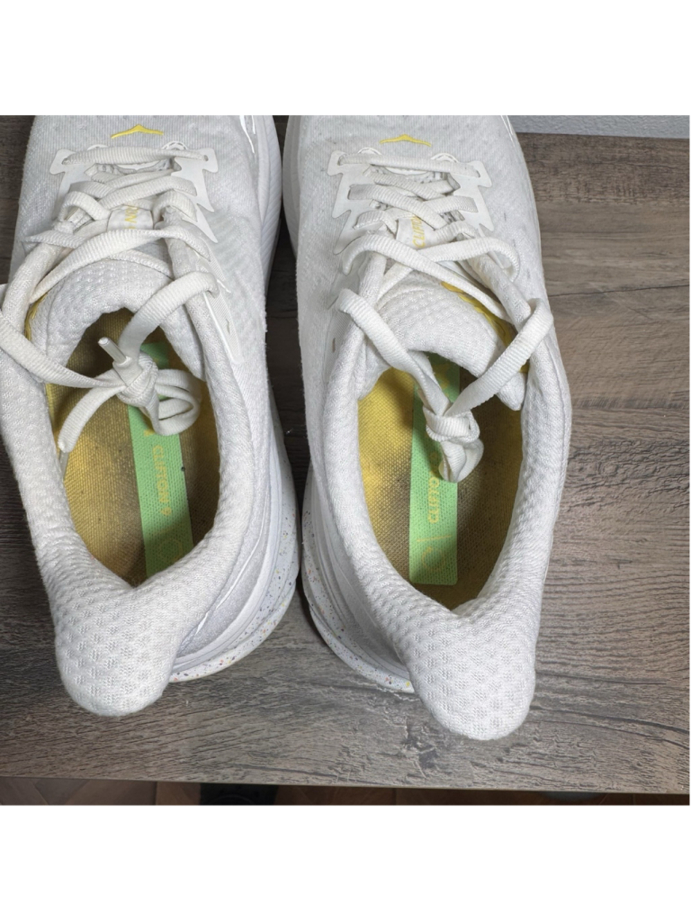 HOKA Clifton 9 Running Shoes White Yellow Athletic Sneakers Men’s Size 8D US - Picture 11 of 12